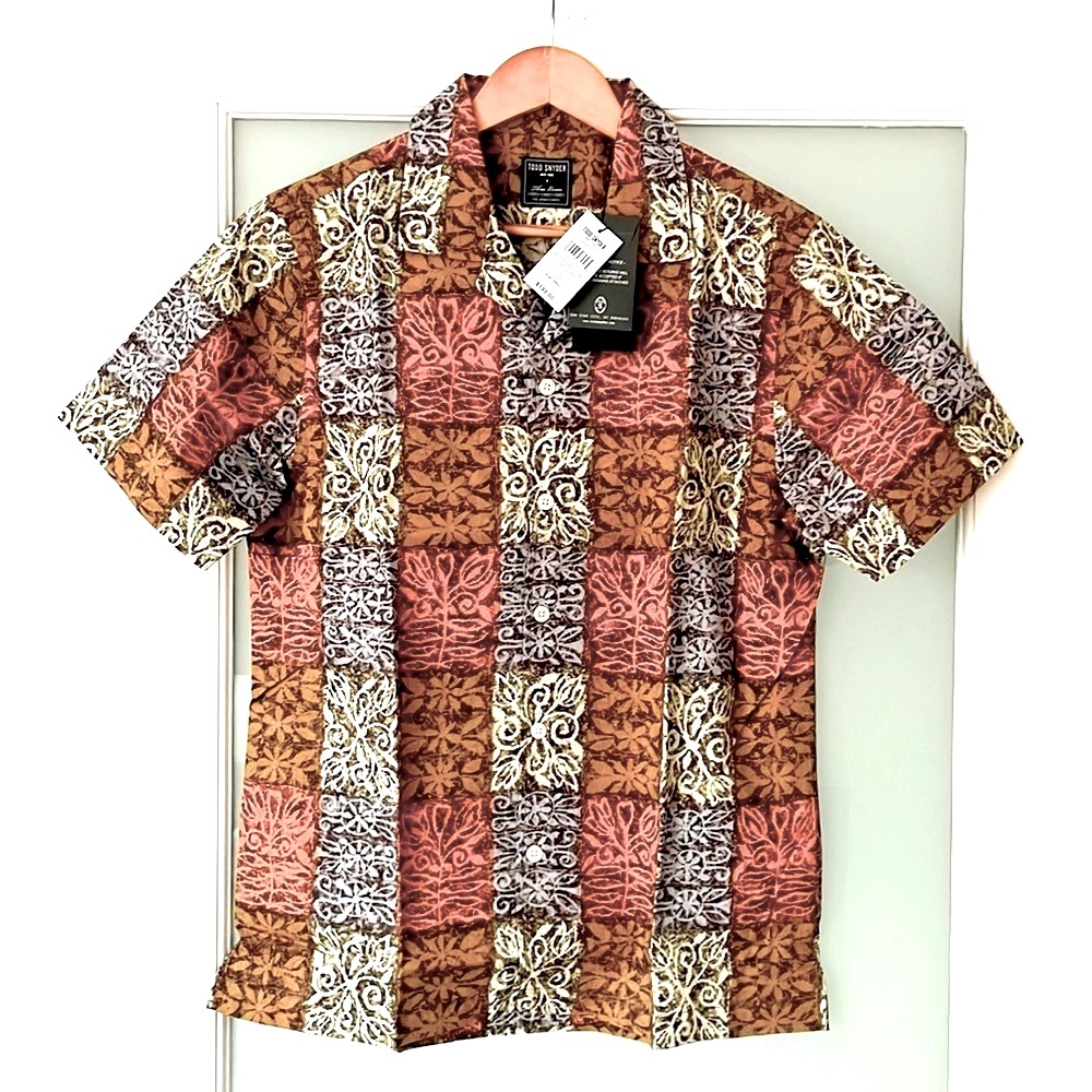 NWT Todd Snyder Japanese Rayon Camp Collar Shirt Small Kyoto Print Short Sleeve
